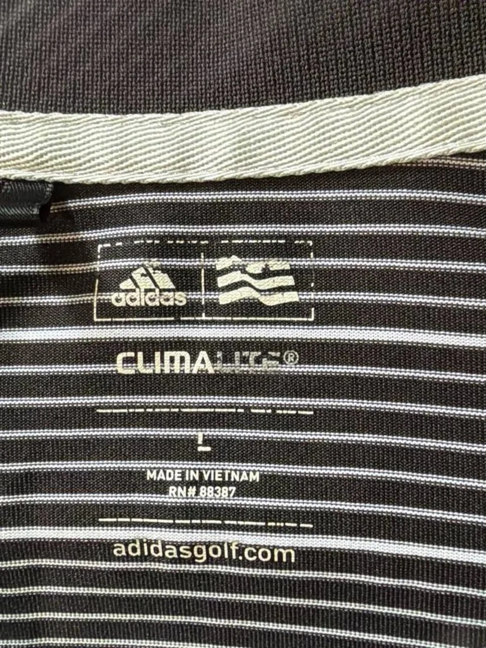 adidas Black and White Striped Men’s Golf Polo Shirt